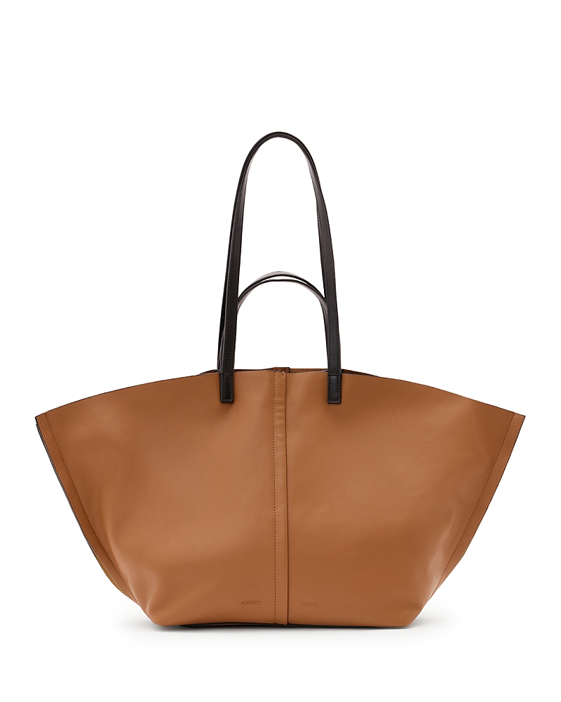 Shop Allsaints Phoenix E/w Tote In Sepia Brown