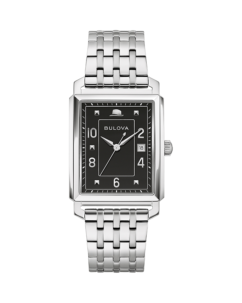 Bulova Men's The Very Thought Of You Frank Sinatra Special Edition Stainless Steel Bracelet Watch 30mm In Black/silver