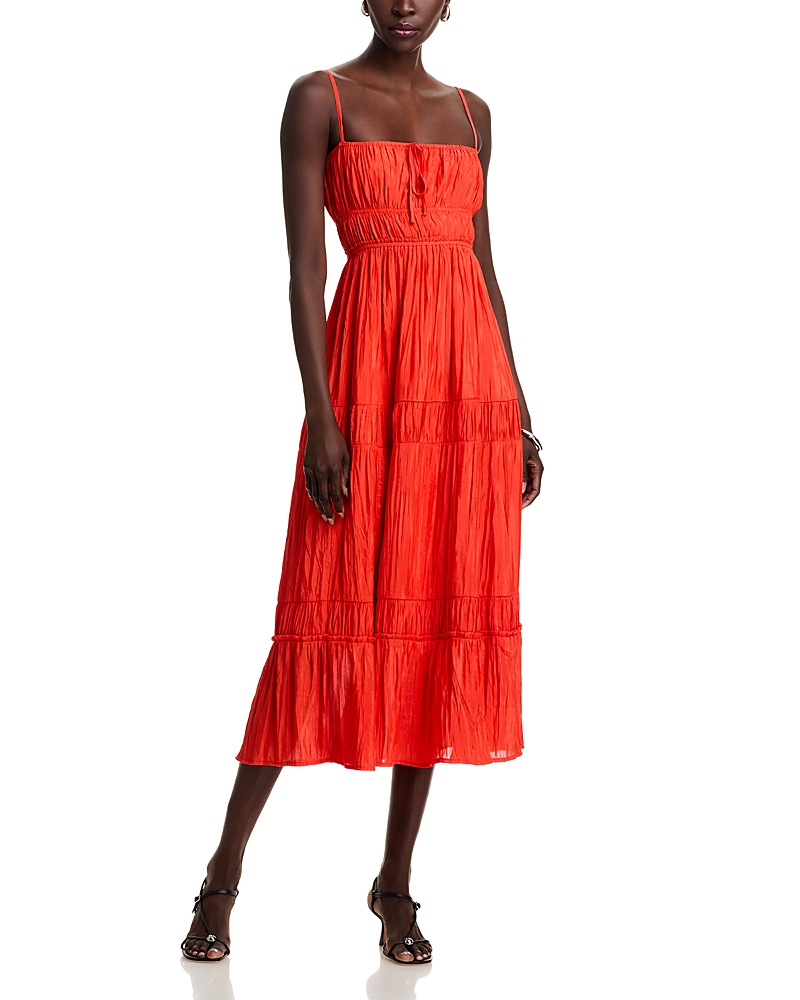 AQUA TIERED SLEEVELESS MIDI DRESS - EXCLUSIVE