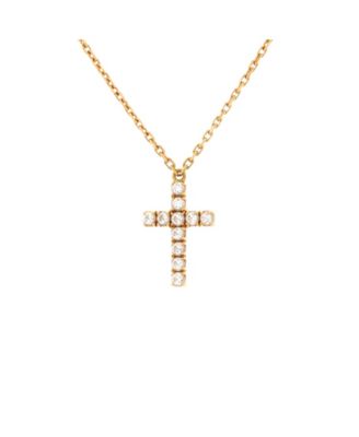 Pre-Owned Cartier - Cross Pendant Necklace 18K Rose Gold with Diamonds