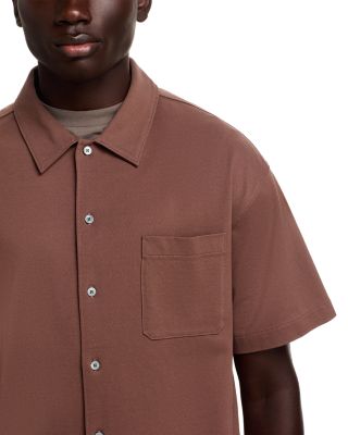 Light Pique Short Sleeve Button Front Shirt