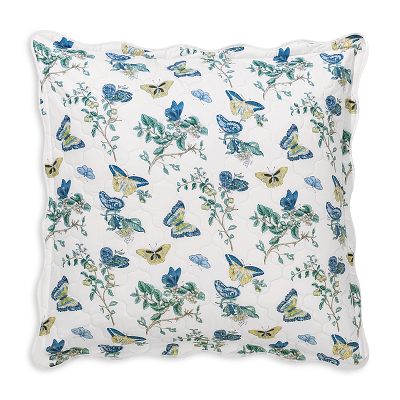 Matouk Baudin Butterfly Quilted Euro Sham In Prussian Blue
