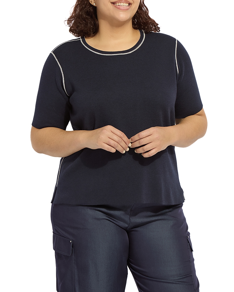 Lyssé Plus Odessa Reversible Short Sleeve Tee In True Navy