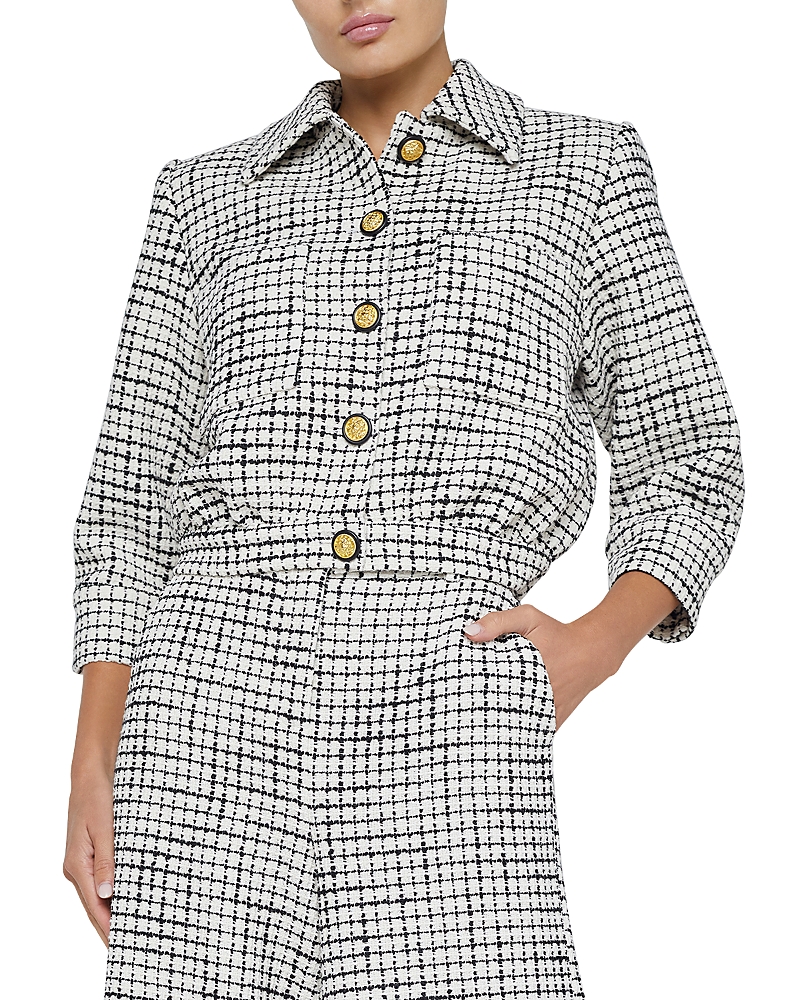 L'agence Jia Tweed Jacket In Ecru/black