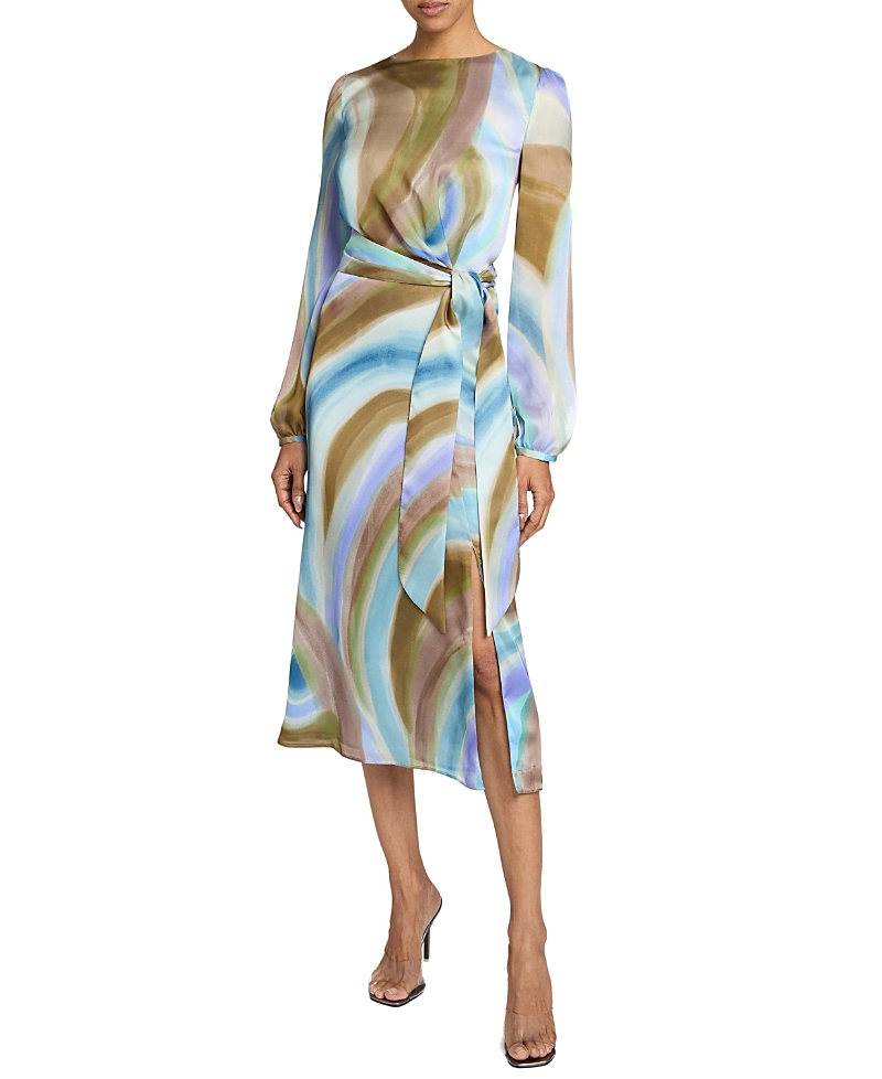 Santorelli Doria Abstract-print Georgette Midi Dress In Multi