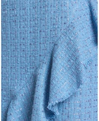 CAMI Sleeveless Luxury Tweed Sheath Dress with Skirt Ruffle