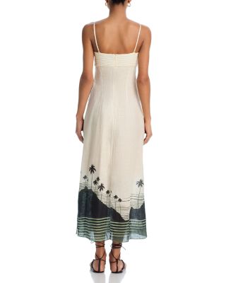 Linen Palm Midi Dress