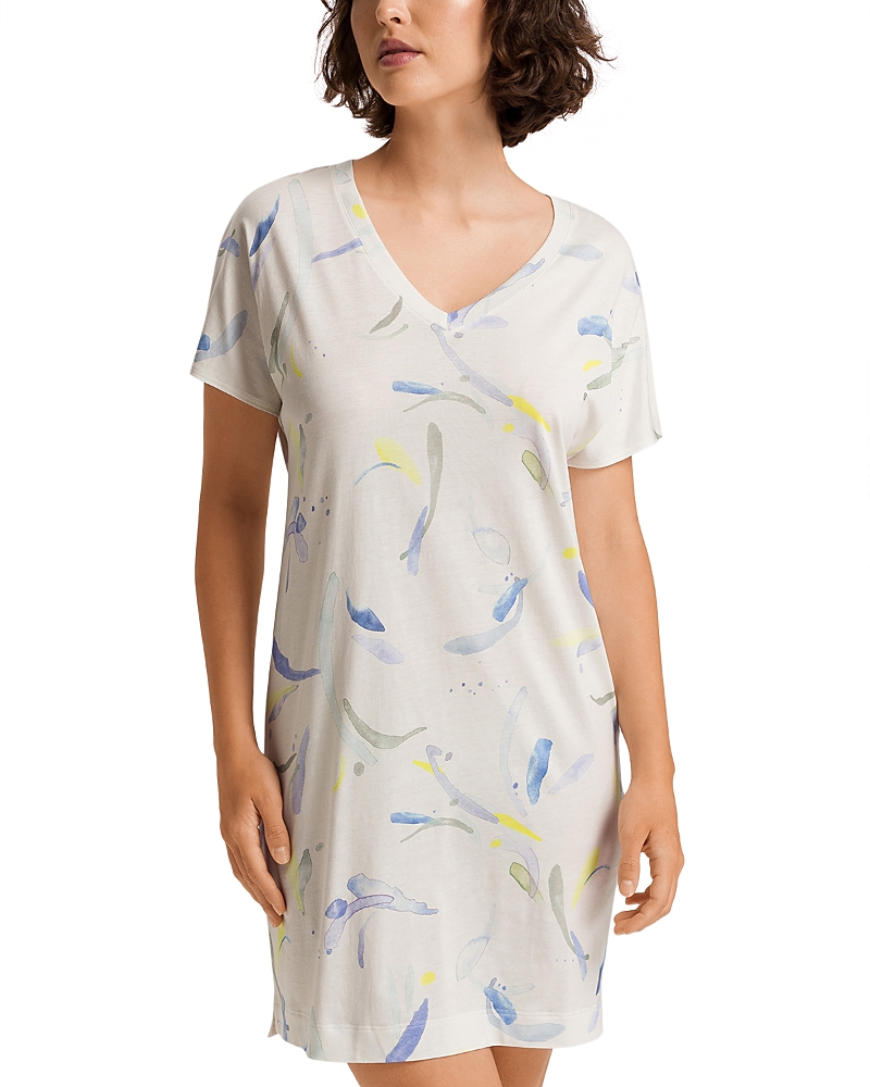 Hanro Cotton V Neck Nightgown In Dive Of Color