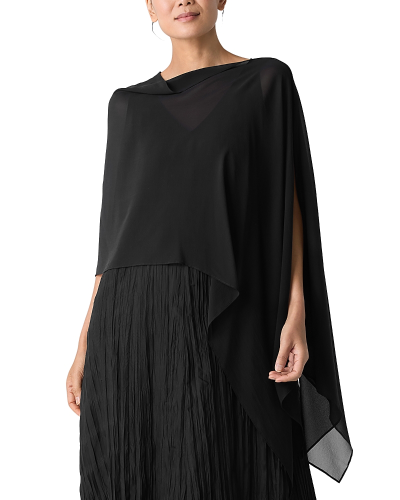 Eileen Fisher Tie Front Silk Jacket In Black
