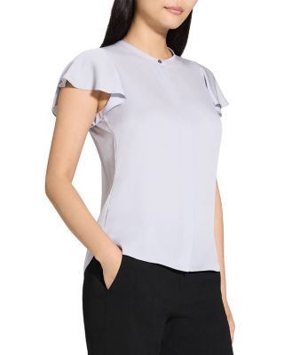 Ruffle Sleeve Top in Silk Georgette