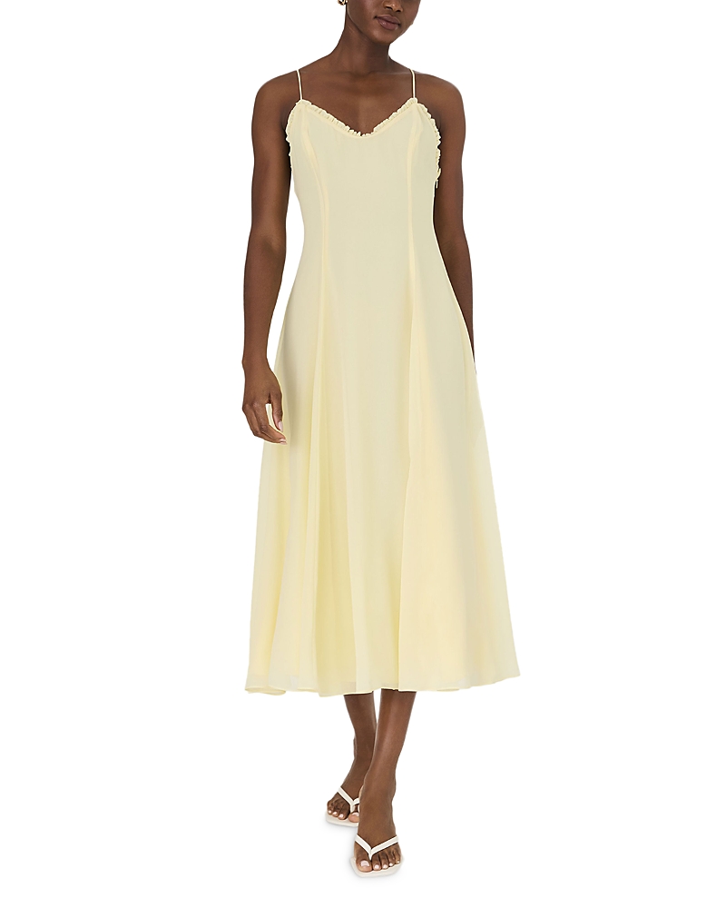 French Connection Raya Chiffon Ruffle Neck Midi Dress