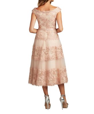  Adriane Floral Embroidered Tea-Length Dress