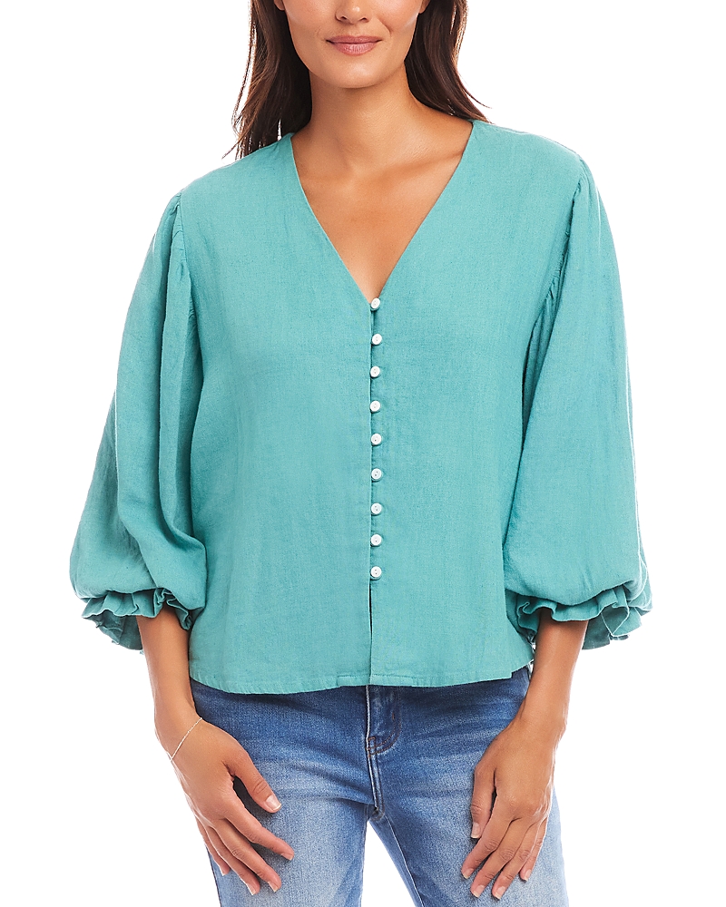 Karen Kane Layered Cuff Shirred Blouse