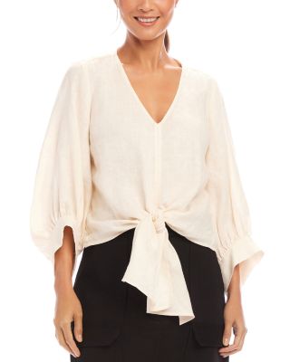 Linen Tie Front Top