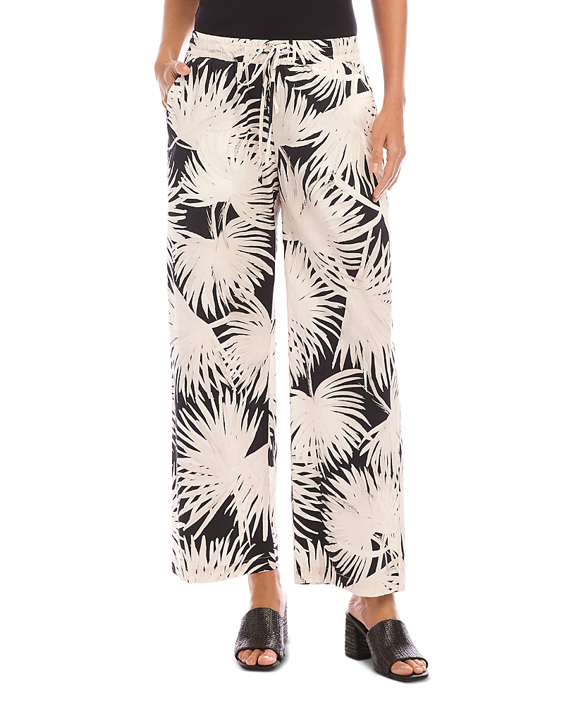 Karen Kane Drawstring Cropped Pants In Palm Print In Multi