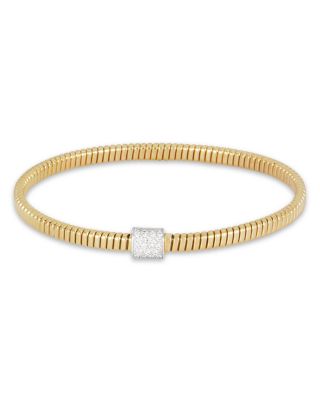 18K Yellow Gold Via Mercanti Tubogas Diamond Pav&eacute; Bangle Bracelet