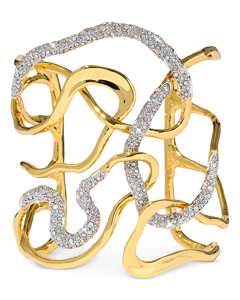 ALEXIS BITTAR SOLANALES GOLD CRYSTAL INTERTWINED CUFF BRACELET