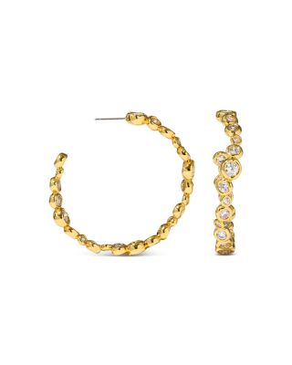 Asterales Cubic Zirconia Large Oval Hoop Earrings in 14K Gold Plated