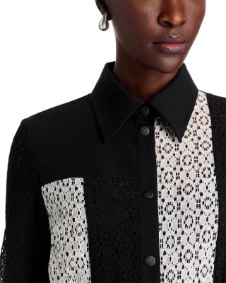 Color Blocked Lace Tailored Jacket Dress