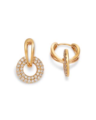 Diamond Pave Door Knocker Earrings in 14K Yellow Gold, 0.75 tcw
