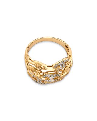 Diamond Pav&eacute; Mariner Ring in 14K Yellow Gold, 0.35 tcw