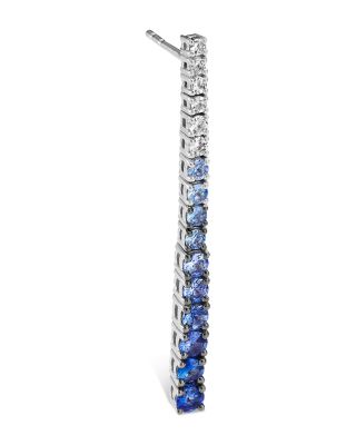 Sapphire Ombr&eacute; Linear Earrings in 14K White Gold