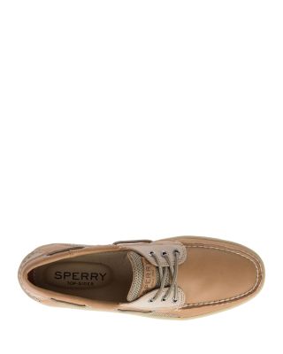 Men&#39;s Three Eye Light Brown Leather Boat Shoe