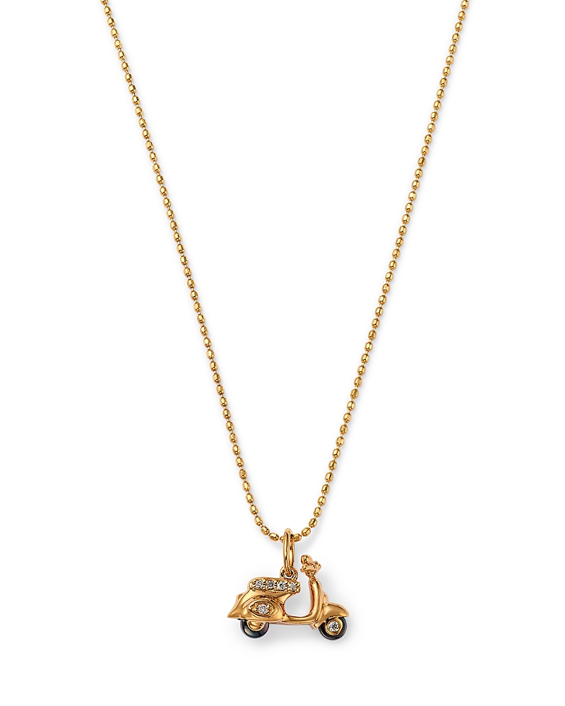 Sydney Evan 14k Yellow Gold Diamond Vespa Charm Pendant Necklace, 0.04 Ct. T. W.