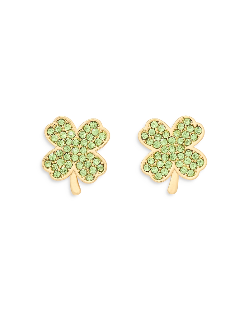 Kate Spade New York Pave Clover Stud Earrings In Gold Tone In Green/gold
