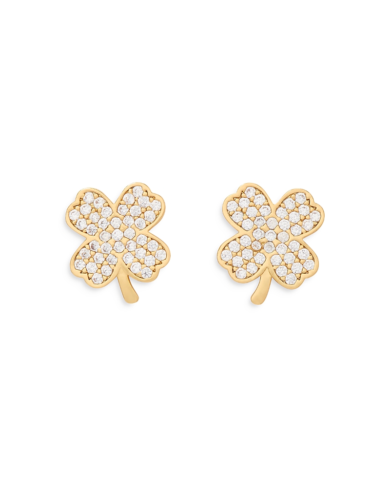 Kate Spade New York Pave Clover Stud Earrings In Gold Tone In White/gold