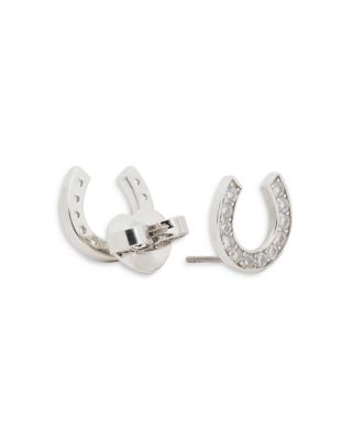 Pav&eacute; Horseshoe Stud Earrings