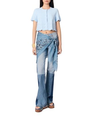 Beaded Pointelle Knit Cardigan