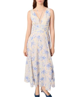 Patterned Maxi Dress with Lacing