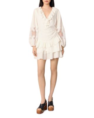 Ruffled and Embroidered Sleeve Dress