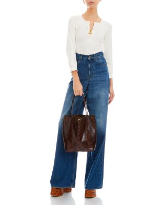 Medium Spin Tote in Croc-Embossed