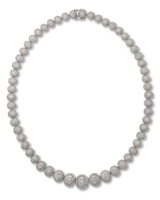 Bloomingdale's Fine Collection - Diamond Graduated Pav&eacute; Necklace in 14K White Gold, 12 tcw
