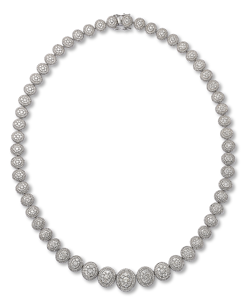 Bloomingdale's Fine Collection Diamond Graduated Pave Cluster Necklace In 14k White Gold, 12 Ct. T. W.