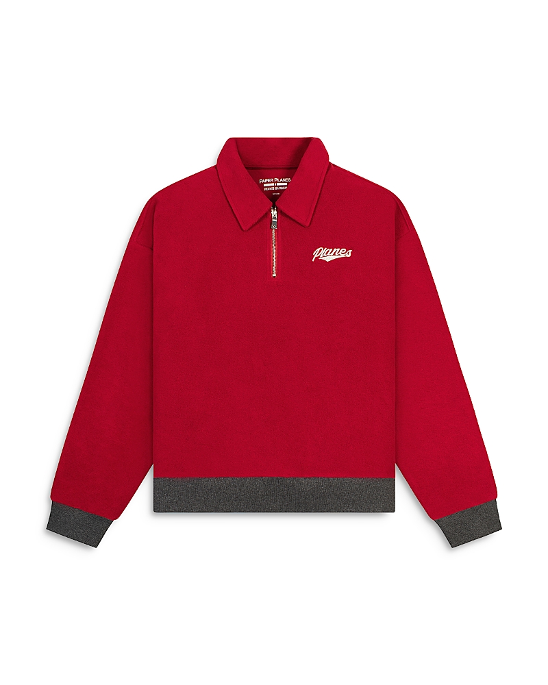 Paper Planes Reverse Fleece Half Zip Pullover Sweater