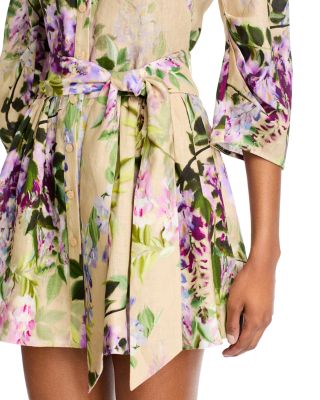 Raya Floral Print Linen Mini Dress