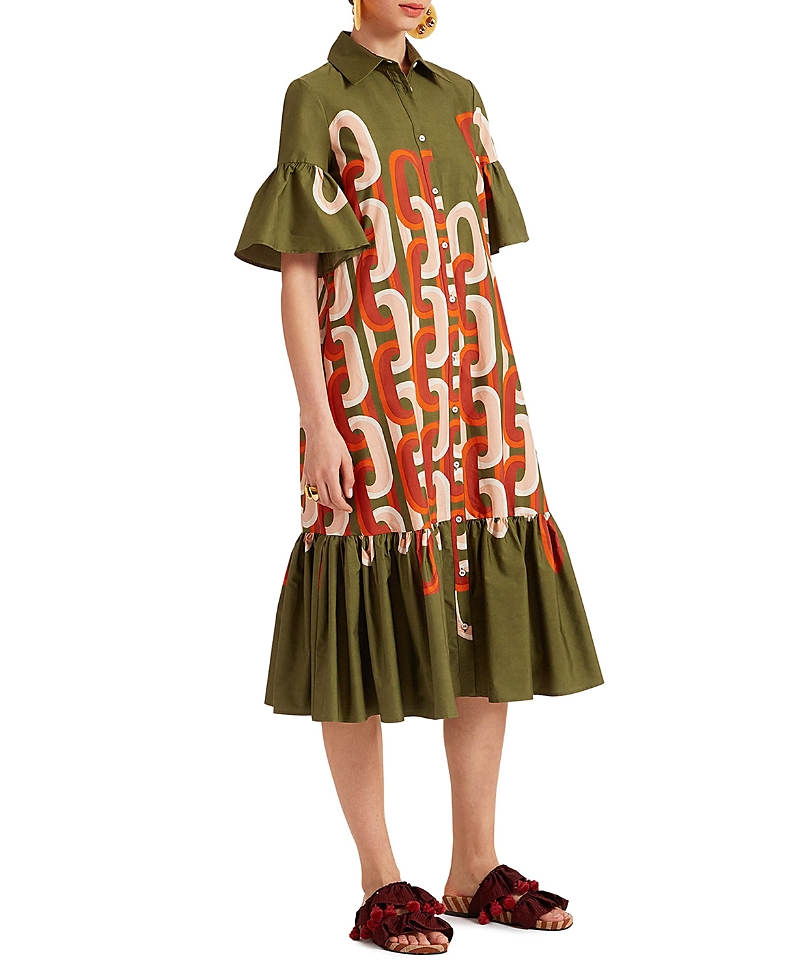 La Doublej Choux Midi Dress In Prometheus Placee Camouflage