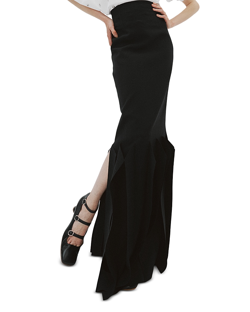 A.w.a.k.e. A. W.a. K.e. Mode Crepe Panelled Midi Skirt In Black