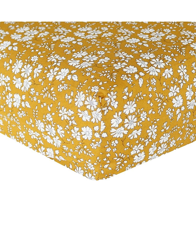 Coco & Wolf Liberty Fabric Capel Mustard Print Fitted Sheet, Twin In Capel Mustard