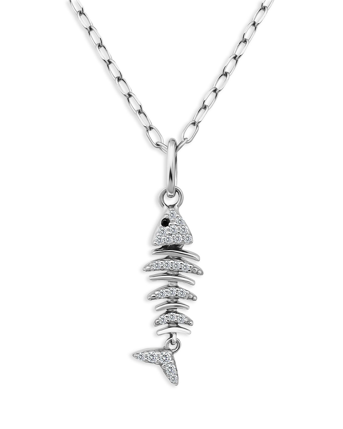 Aqua Pave Fish Pendant Necklace