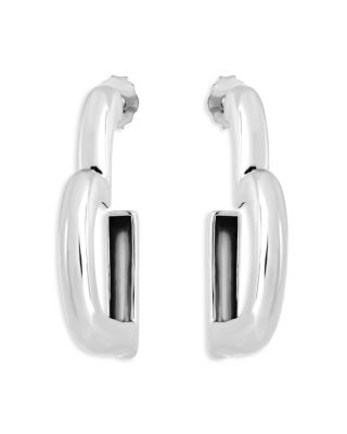 Aqua Open Heart Half Hoop Earrings in Sterling Silver - Exclusive