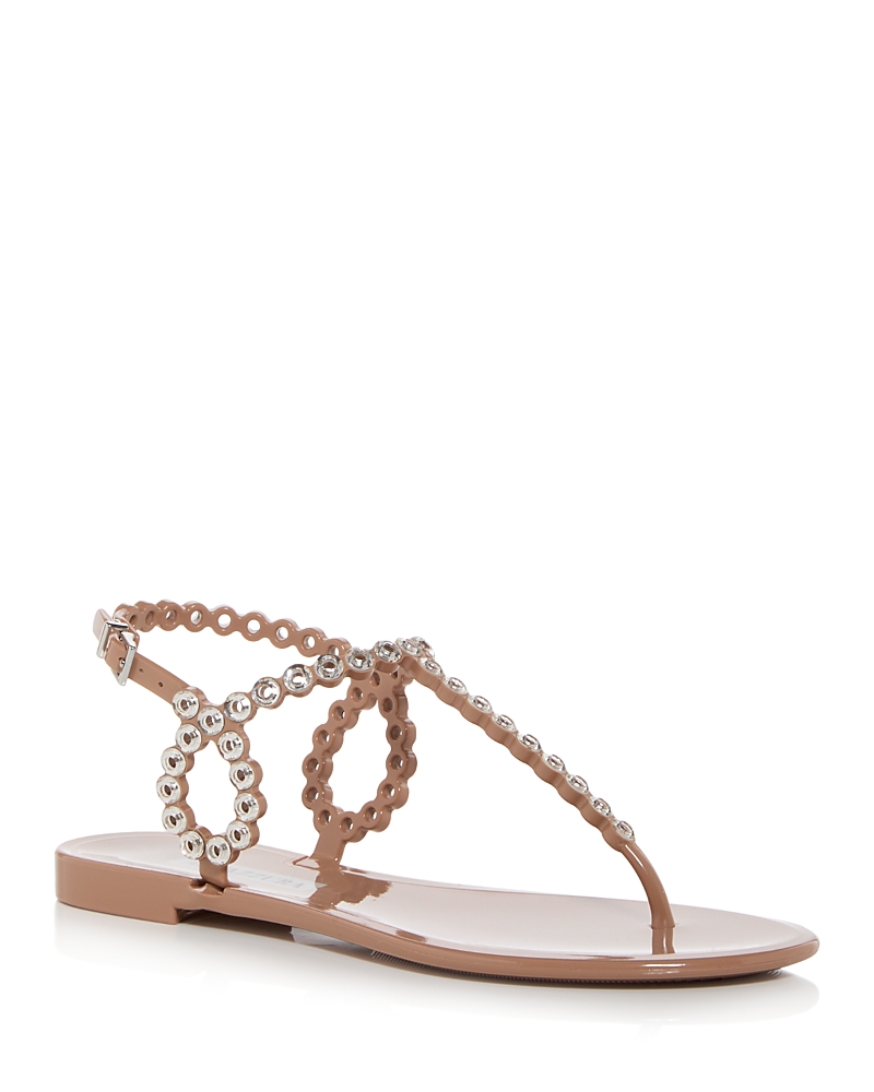 Aquazzura T-strap Pink Sandals With Circular Embellishments
