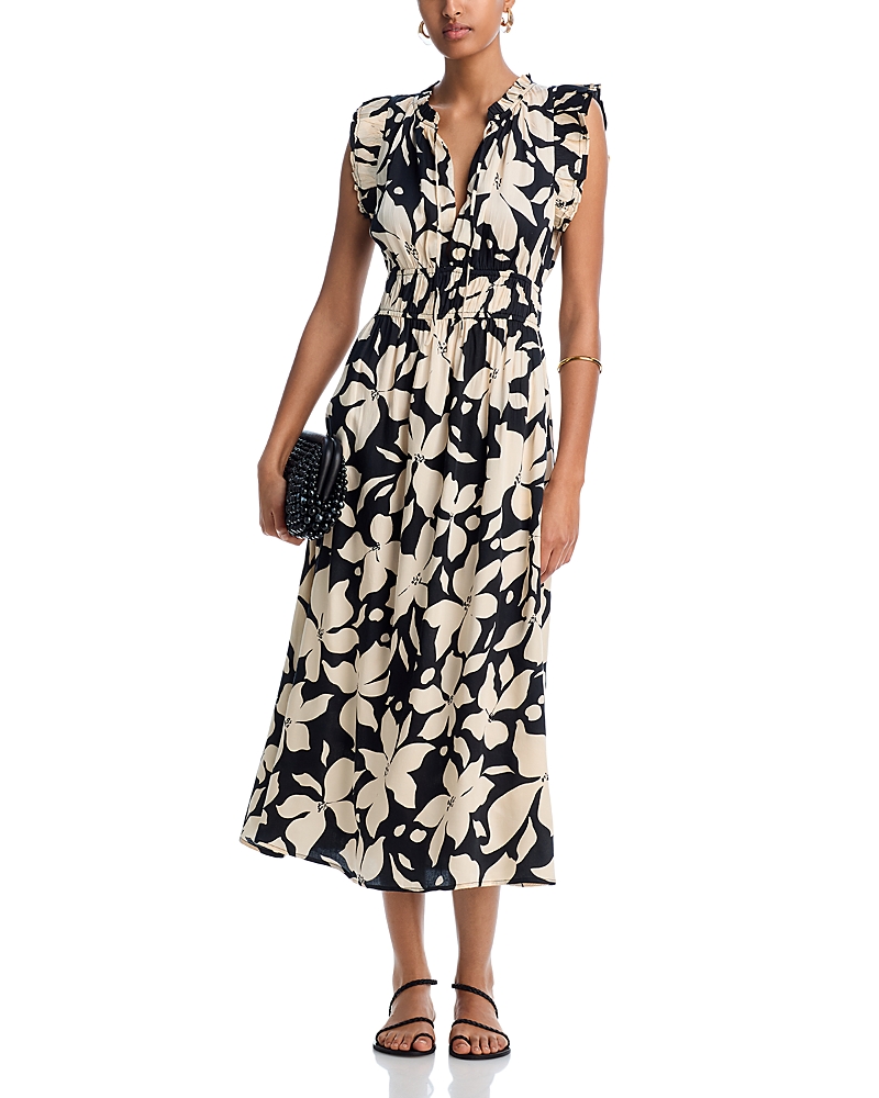 Aqua Floral Short Sleeve Midi Dress - Exclusive