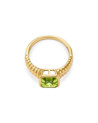 Peridot Bezel Ring in 14K Yellow Gold