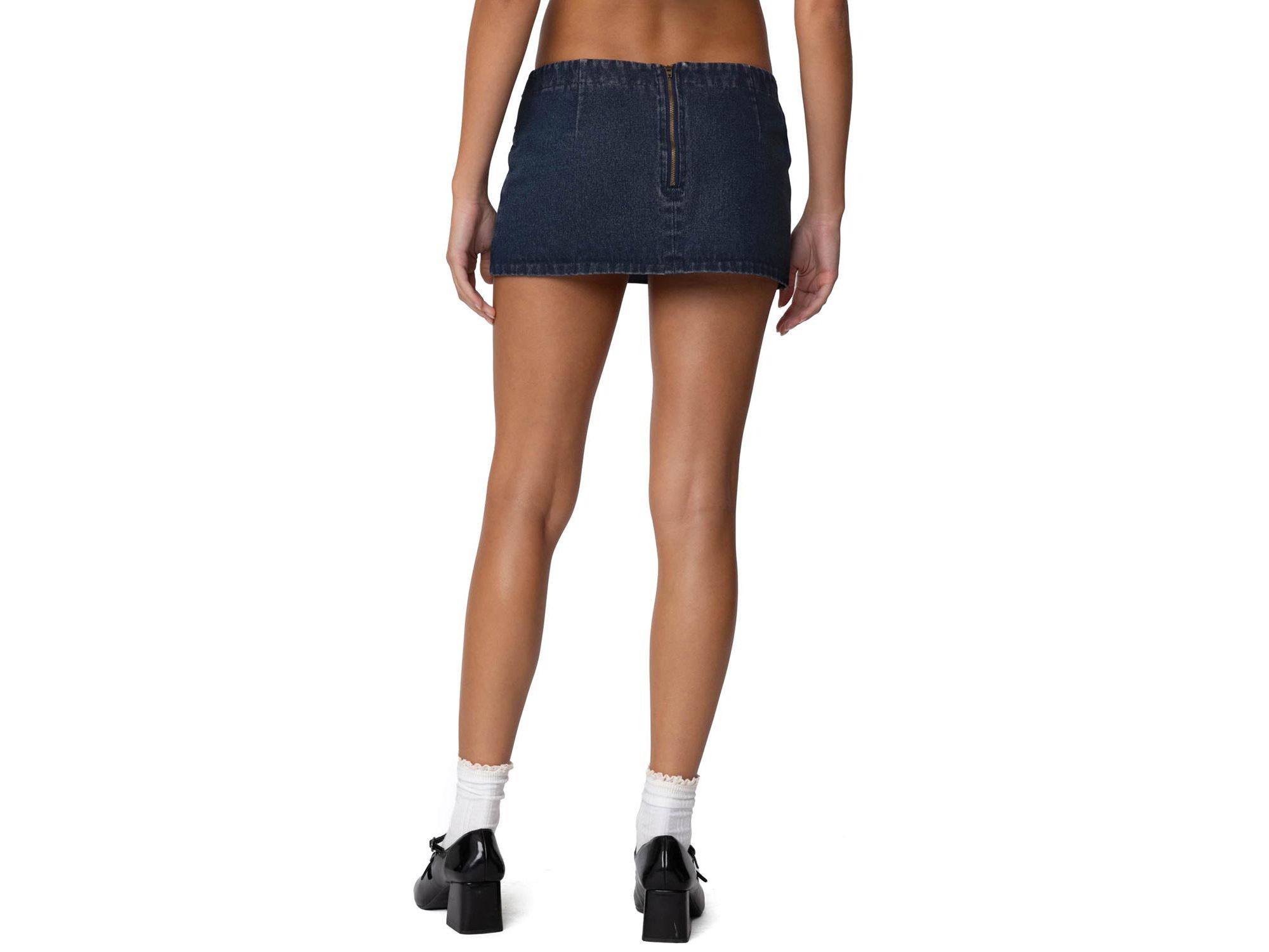 Sky Double Buckle Denim Mini Skort — Image 3
