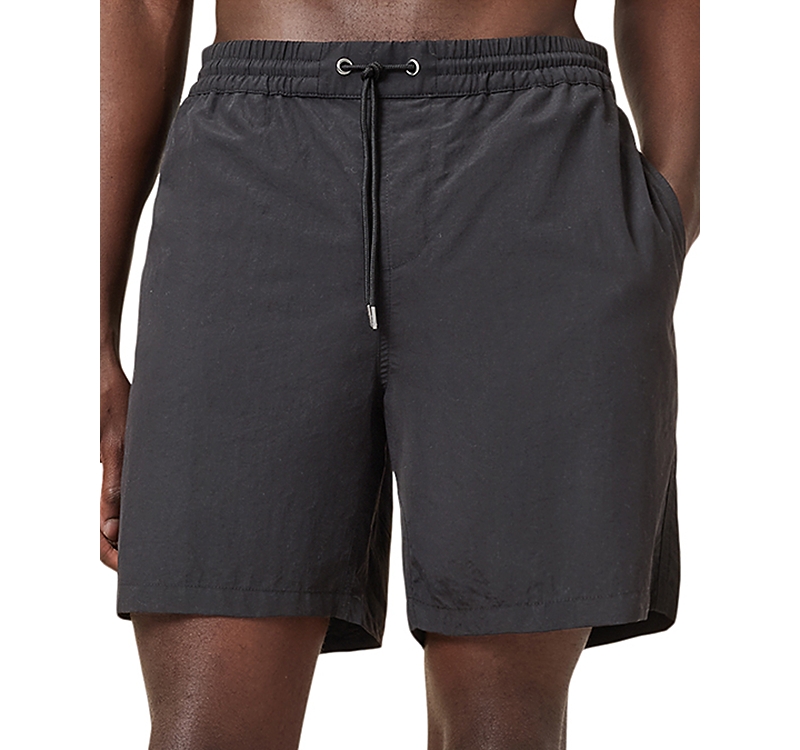 Allsaints Warden Nylon Regular Fit Swim Trunks In Jet Black