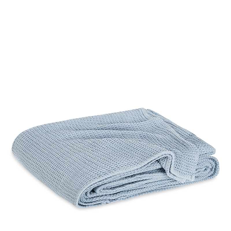 Matouk Chatham Waffle Cotton Blanket In Hazy Blue